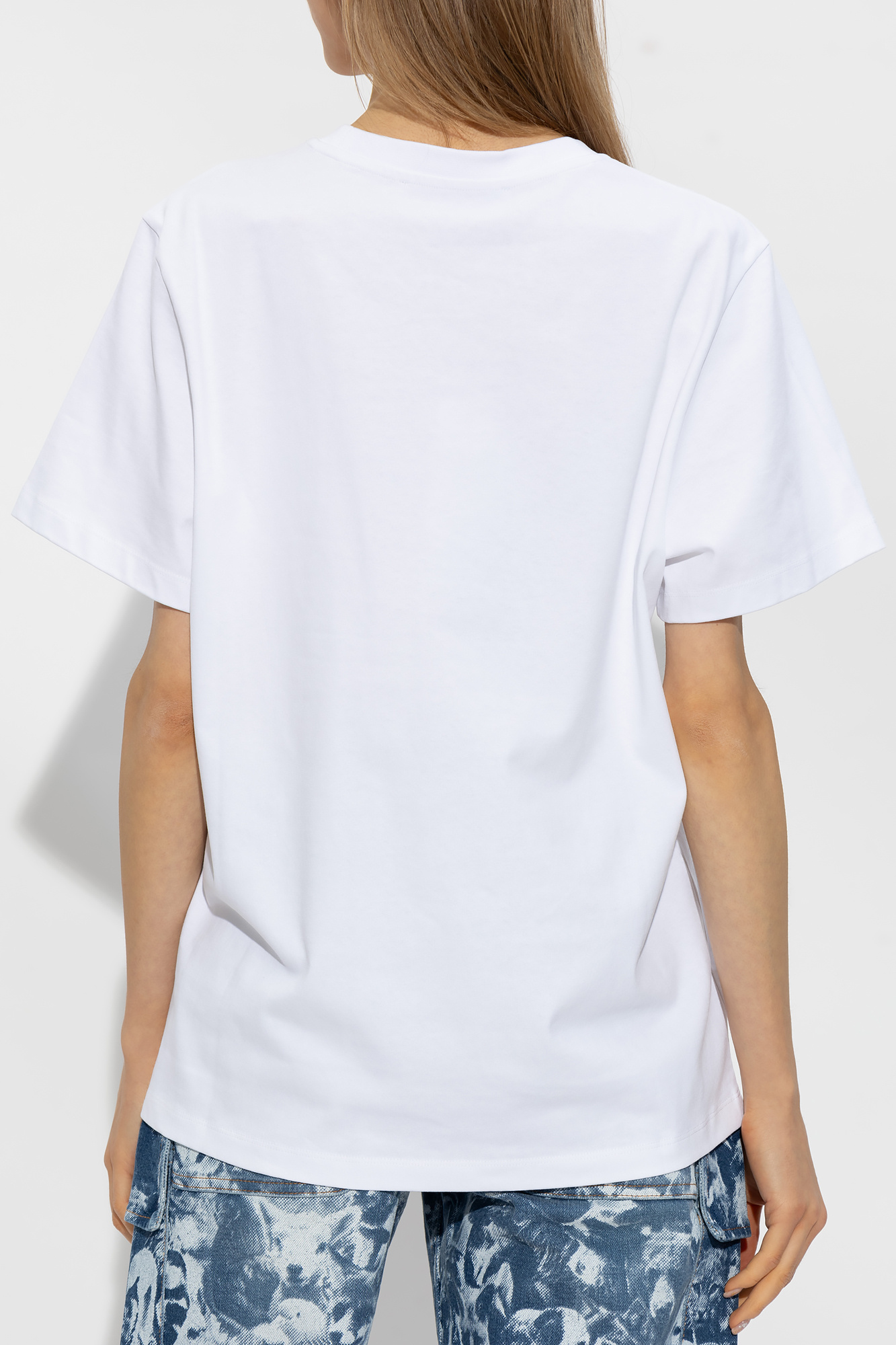 White Printed T - Stella Jean bird-embroidered midi dress